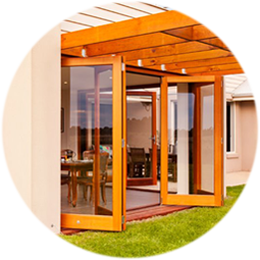 photo of timber four door bifold door 